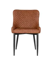 Spisebordsstol i vintage brun PU med sorte ben - 1001234