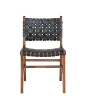 Spisebordsstol Perugia Spisebordsstol i lys Teak med sort læder - 1001452