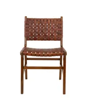 Spisebordsstol Perugia Spisebordsstol i teak med brunt læder - 1001451