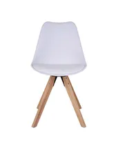 Spisebordsstol Stol i hvid med naturtræsben - 1001020